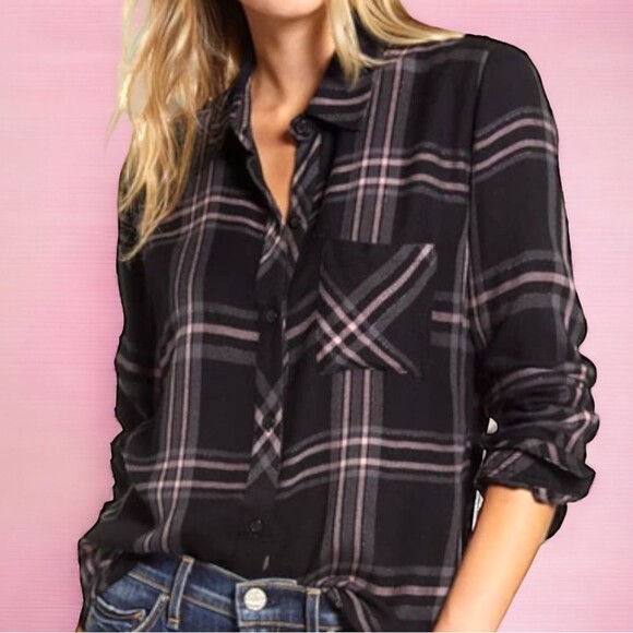 Rails Hunter Western Glam Metallic Line Plaid Shirt ~$158 - Picture 2 of 11